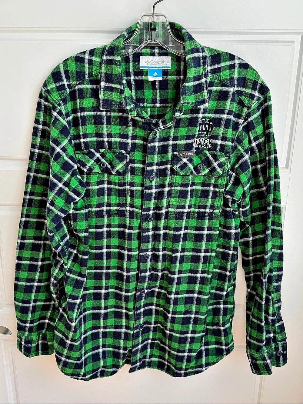 Columbia Notre Dame Fighting Irish Flare Gun Flannel Long Sleeve Shirt Medium